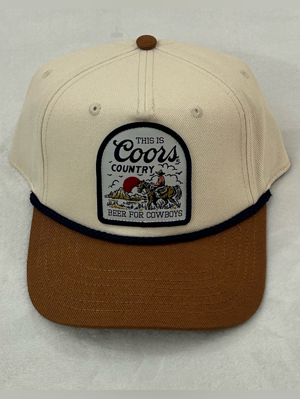 This Is Coors Country Banquet Beer For Cowboys Beige Brown Rope Snapback Hat Cap
